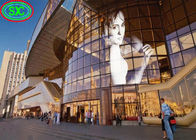 La pubblicità all'aperto principale trasparente dell'esposizione P10.42 di luminosità alta ha condotto la parete di vetro leggera del video della maglia dello schermo P10mm