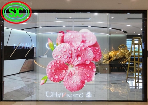 Schermo a led trasparente P3.91-7.82 Finestre in vetro a colori piene montate per gioielli