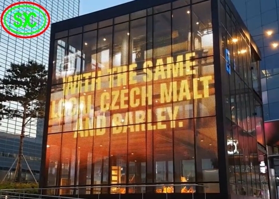 Screen a LED trasparente a colori interiori P3.91 Finestre di vetro montate per centri commerciali