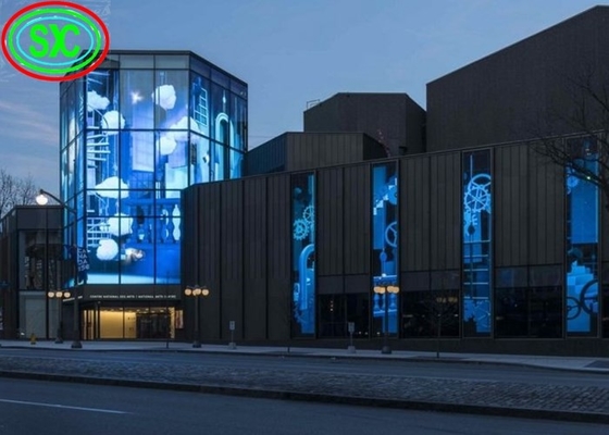 Shopping Mall Moda a colori pieni P3.91-7.82 schermo LED trasparente muro tenda in vetro