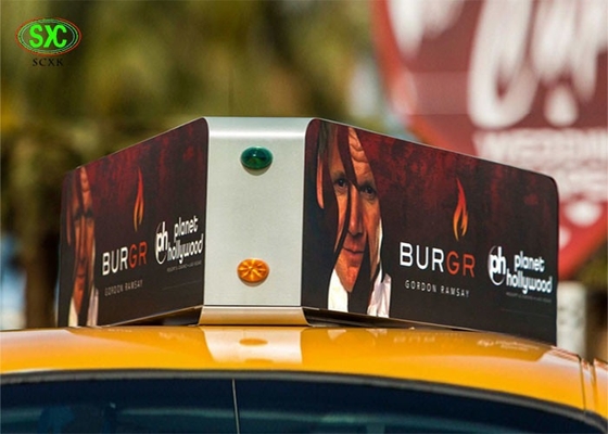 All'aperto Full Color Double Side Taxi P5 Pubblicità LED Display Cartello sul tetto dell'auto impermeabile