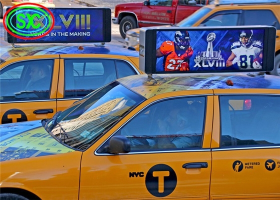Fabbrica all'ingrosso vetro posteriore trasparente schermo a LED Display a colori completi Taxi segnaletica digitale Display a LED trasparente auto