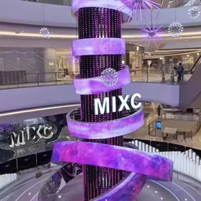 Display all'aperto a 360 gradi cilindro a LED Colonna curva schermo pubblicitario cartellone