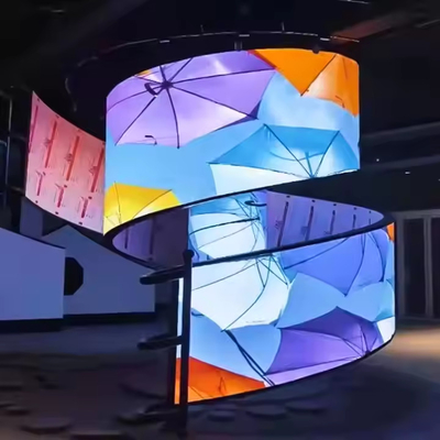 Display all'aperto a 360 gradi cilindro a LED Colonna curva schermo pubblicitario cartellone