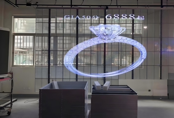Schermo video LED trasparente P3.91 HD per pubblicità interna, garanzia 3~5 anni