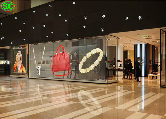 Prezzo buono P6.25 che appende esposizione di vetro trasparente all'aperto DC5V di Digital la chiara per i centri commerciali in linea