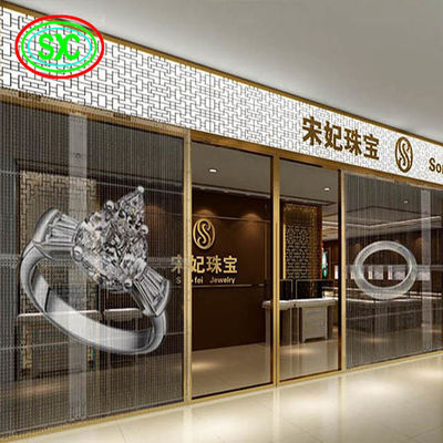 Parete video a LED trasparente P3.91 Indoor Led Mesh Curtain Signage Displays Screen a LED