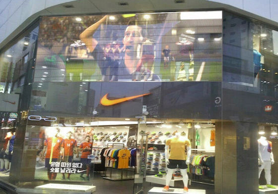 Indoor P3.9-7.8 Full Color Transparent Led Display Screen Smd Curved Led Video Wall Glass Led Screen per vetrina