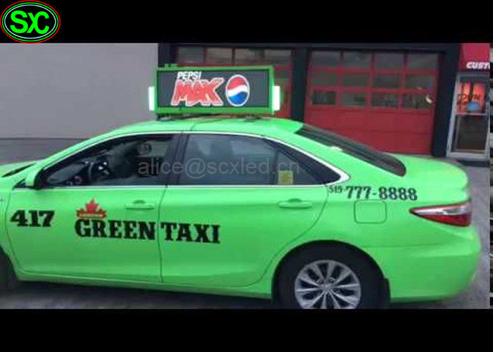 Il video IP65 di HD impermeabilizza l'esposizione del segno principale tetto dell'automobile, doppio principale del segno ha parteggiato