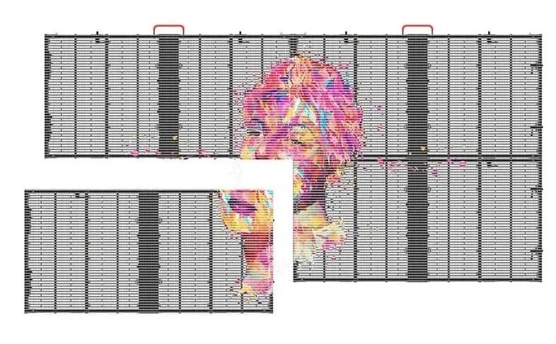 Screen LED trasparente interno P3.9-7.8 Full Color SMD Curved Led Video Wall Glass For Showcase