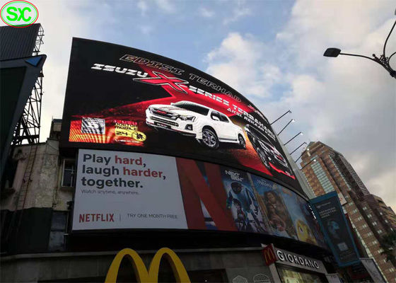 Grandi schermi di visualizzazione principali all'aperto curvi P10, video schermo principale SMD3535 IP65