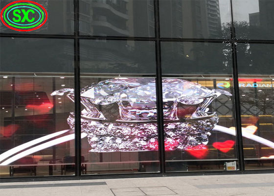 Prezzo buono Screen LED trasparente interno P3.9-7.8 Full Color SMD Curved Led Video Wall Glass For Showcase in linea