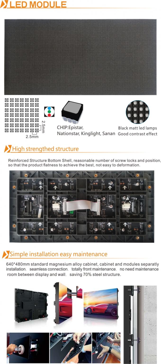 P2-32S Modulo di visualizzazione a LED a colori interiori con azionamento costante e dimensione del gabinetto di 640*640 mm 4